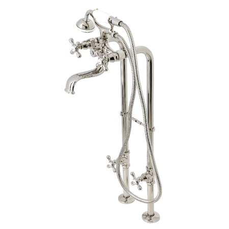 Kingston Brass Freestanding Clawfoot Tub Faucet Package with Supply Line, Polished Nickel CCK226K6